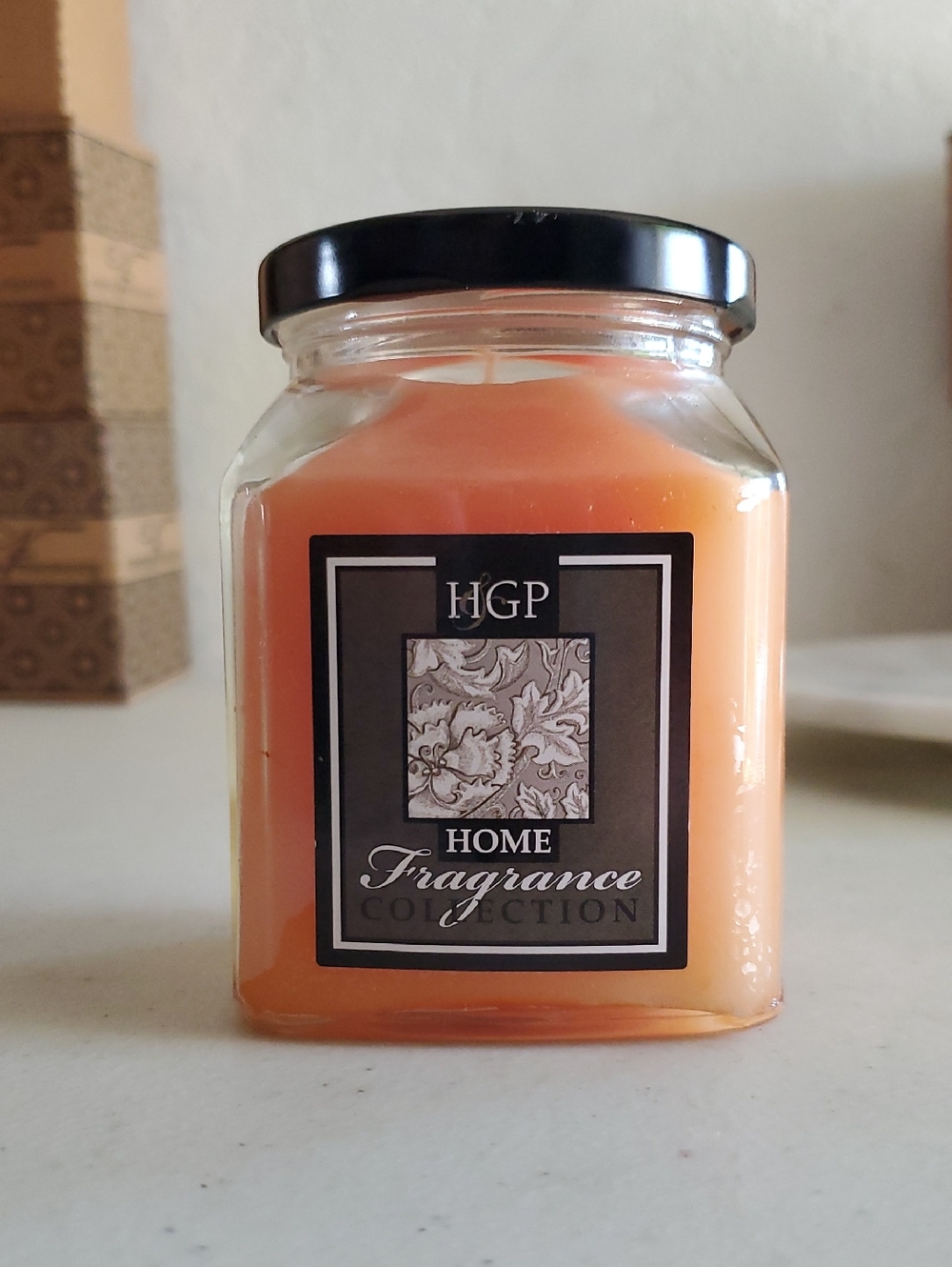Peach Sorbet candle 7.5 oz burn time approx 48 hours Home Interiors NOS